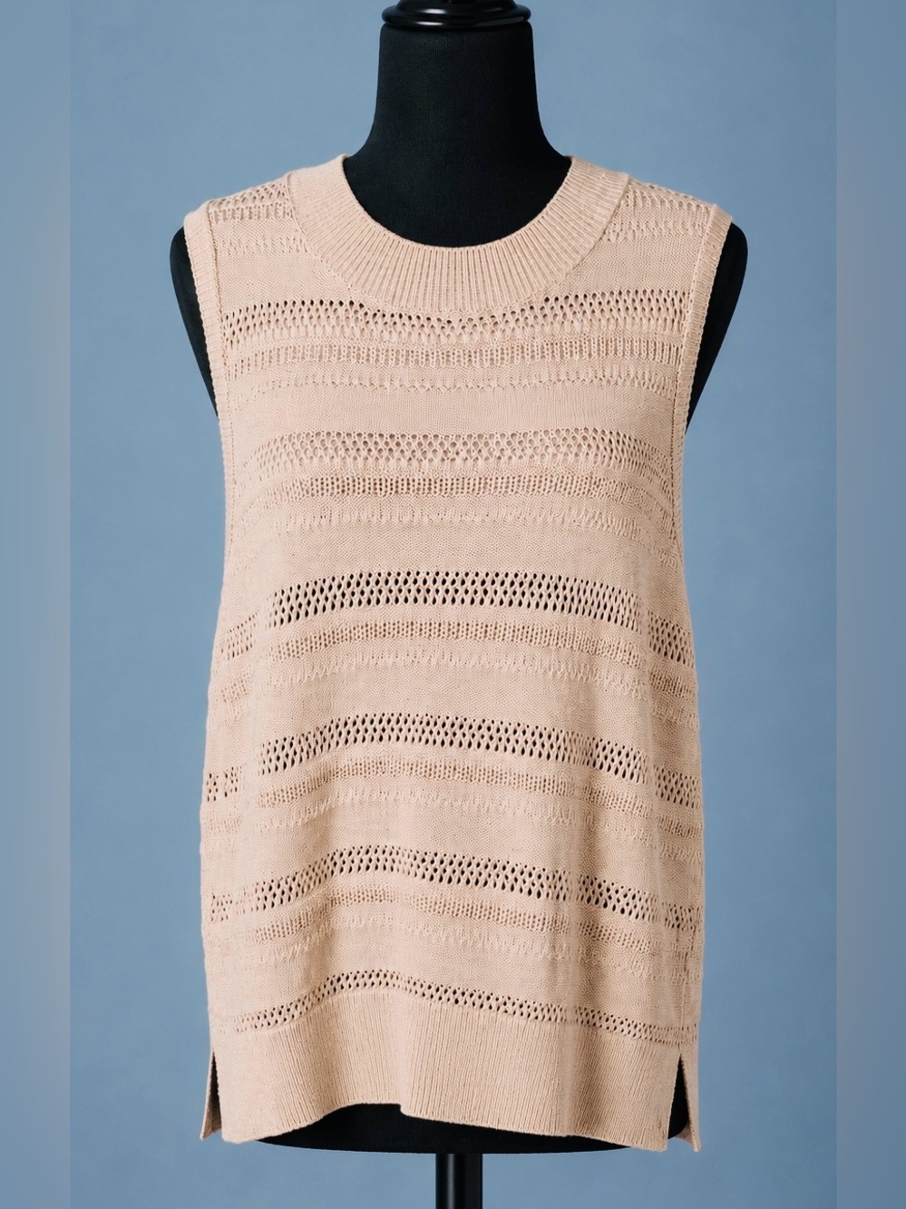Joie cotton sweater vest in beige cream, loose knit, comfy, L